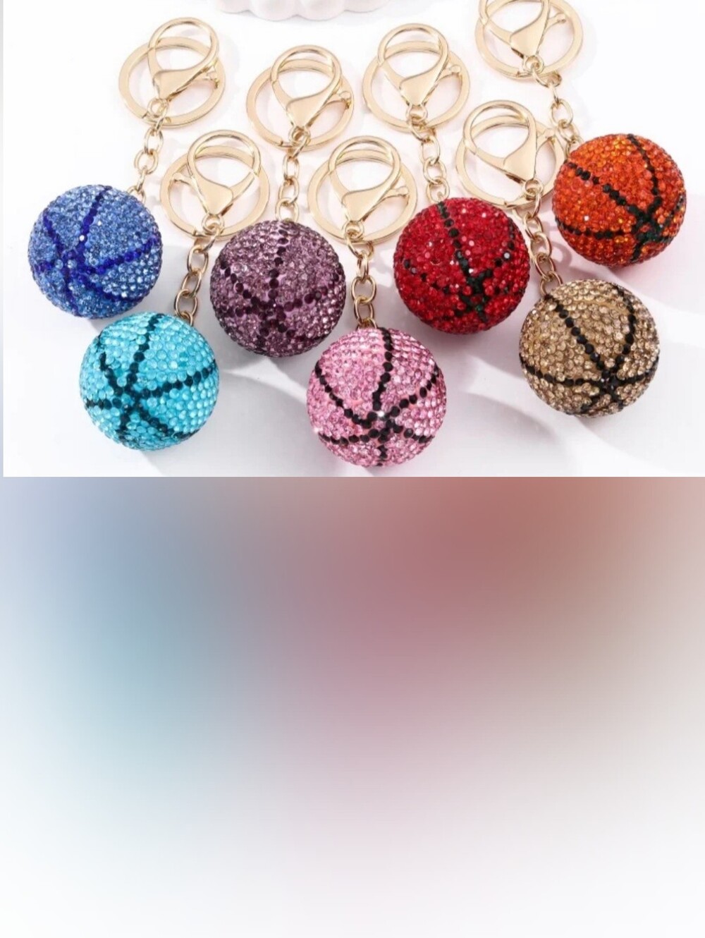 COMING SOON !!!Crystal Basketball Keychain Charm - Assorted Colors